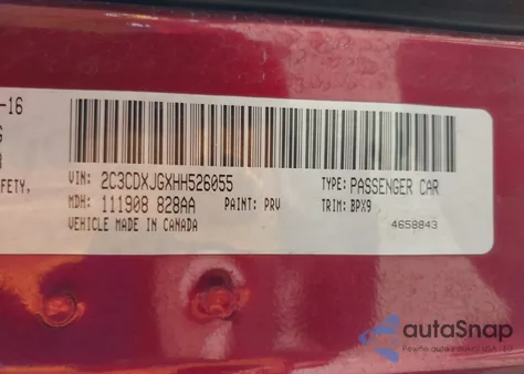 2017 Dodge Charger Sxt from USA, damaged, VIN 2C3CDXJGXHH526055